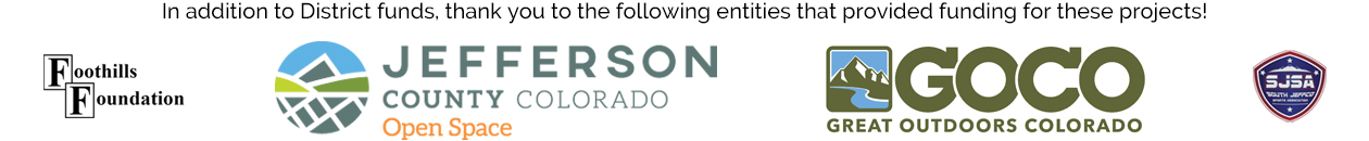 clement-reno-contributors Logos of entities that helped fund the projects: Foothills Foundation, Jefferson County Open Space, Great Outdoors Colorado, South Jeffco Sports Association