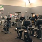 Several different pieces of exercise equipment in the cardio weight room in Lilley Gulch Recreation Center.