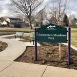 New park sign and site improvements at Christensen Meadows Park