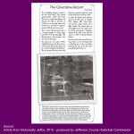 Image of an article from Historically Jeffco telling of information about the Columbine Airport