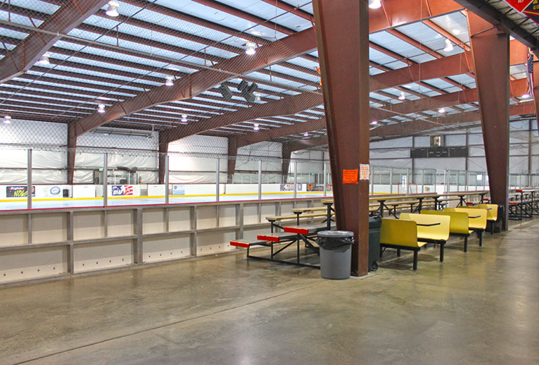 Bleacher and congregation area in the Foothills Fieldhouse.