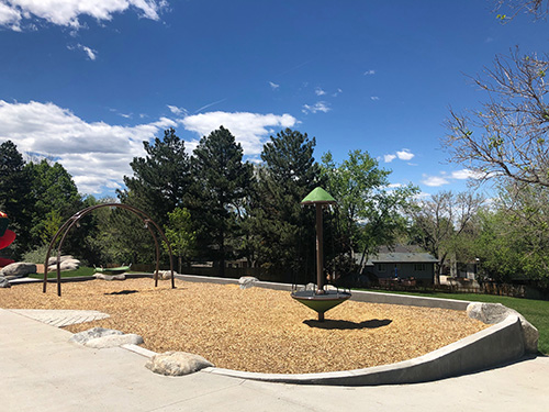 Playground features at Dewy Haberman Park