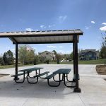 Park shelter and basketball pad at Trappers Glen Park.