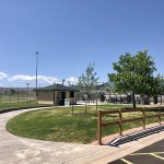 Street view of the entrance and walkway to the batting cages.