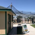 Outside view of the batting cages showing the area where you pay for entry.