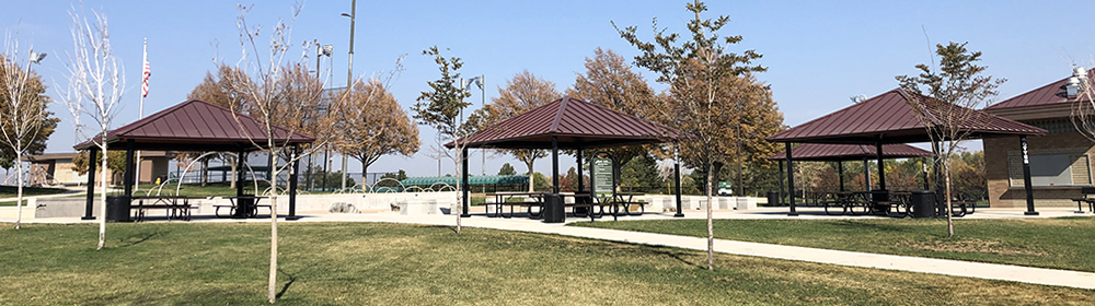 Park Shelters in the Splash Park in Clement Park