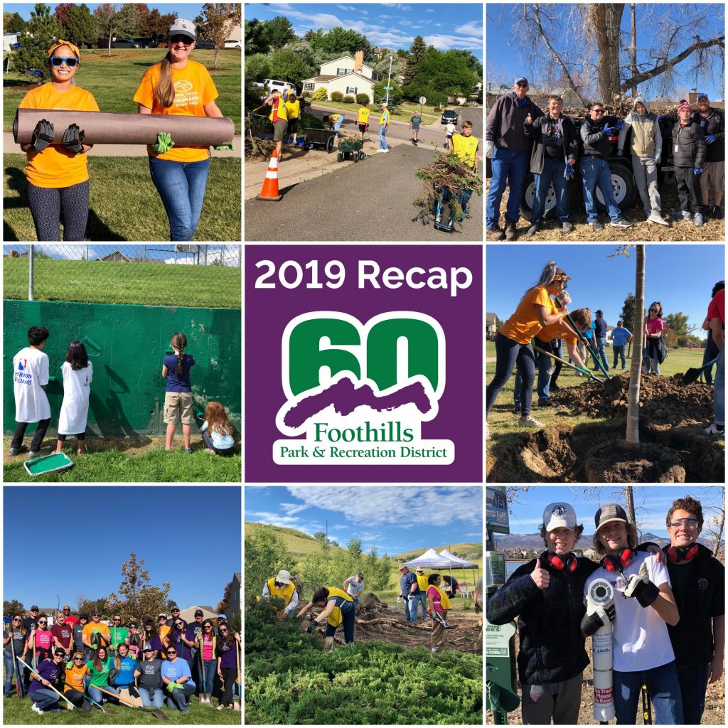 2019 Recap: collage of images featuring people working on different volunteer projects in parks