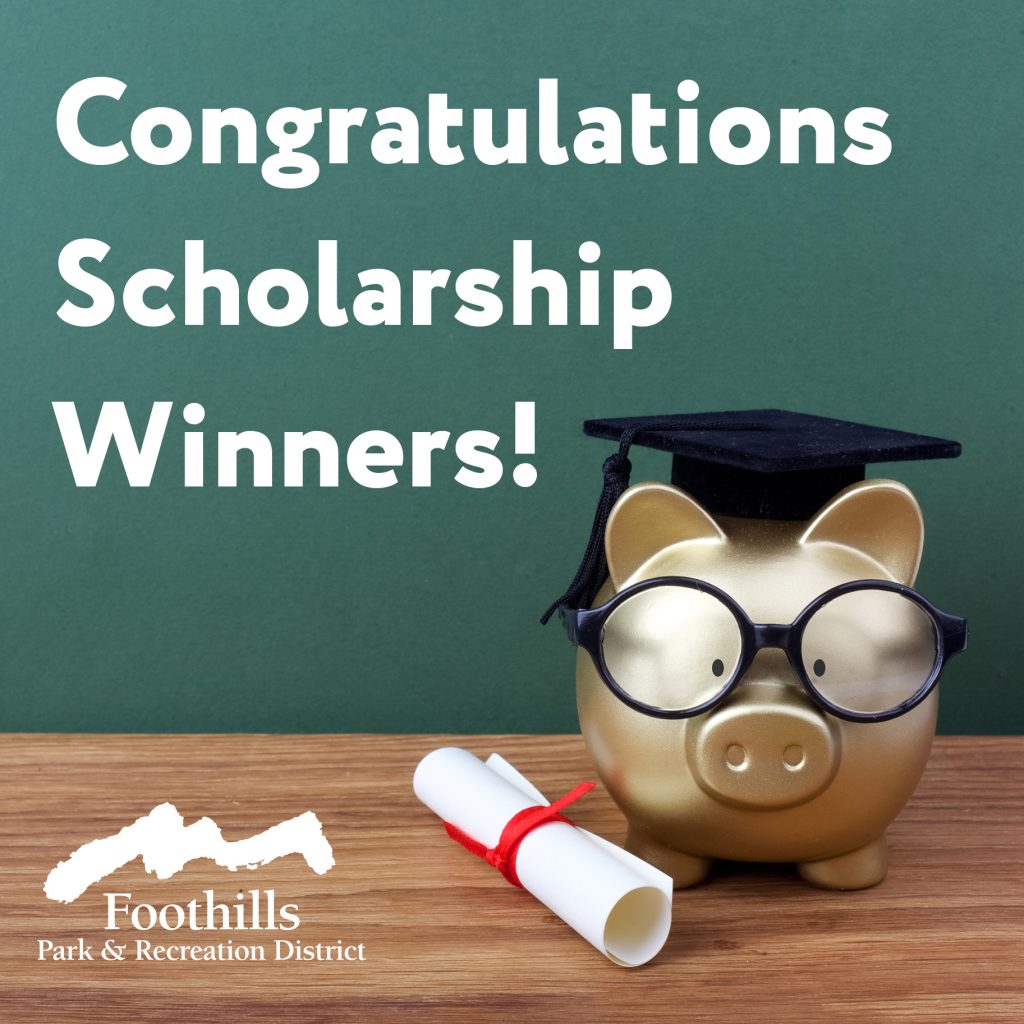 Congratulations scholarship winners! Photo of pig with graduation cap and scroll.