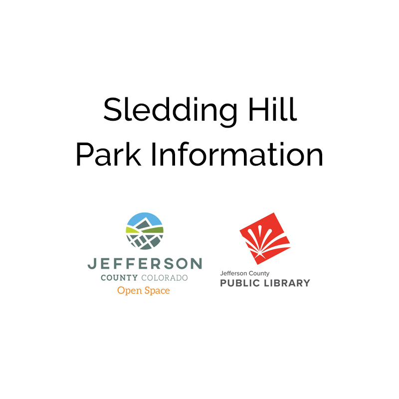 Sledding Hill Park Information with logos of the Jefferson County Open Space and Jefferson County Public Library