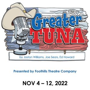 Greater Tuna promotional image, a play presented by Foothills Theatre Company