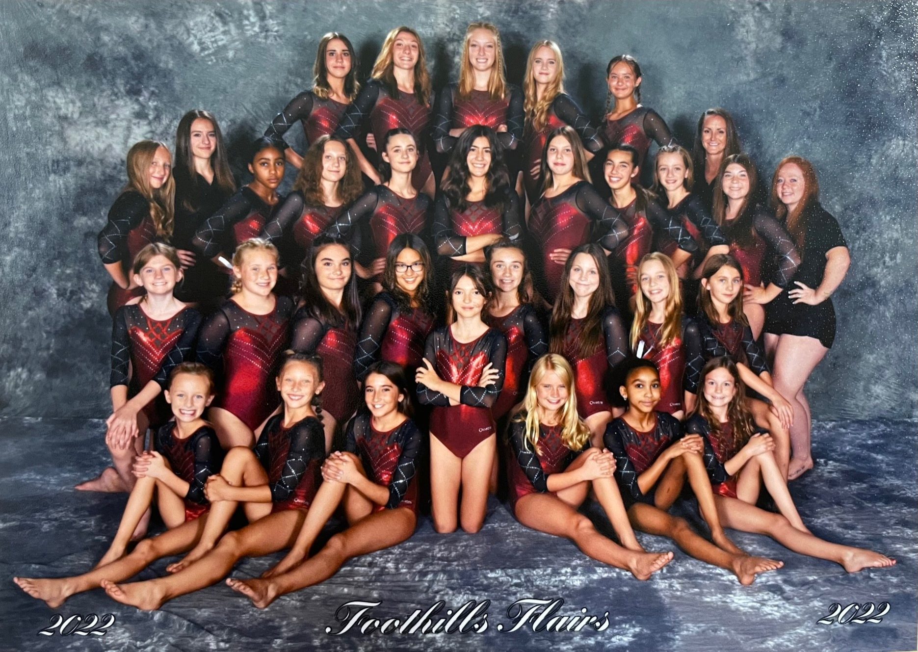 Team photo of the Foothills Flairs Gymnastics Team