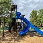 Playground in Victory Park with blue side features.