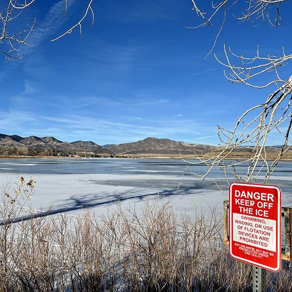 Frozen lake with 
