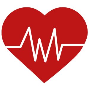 Red heart with heart beat lines