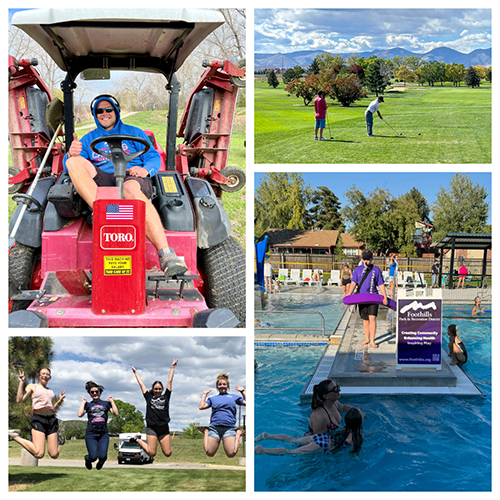 Foothills employees working in parks, pools, golf courses and child care.
